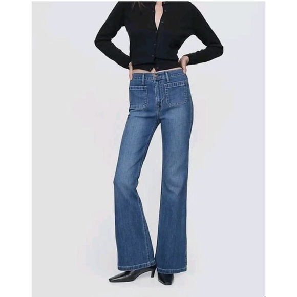Gap High Rise 70s Flare Jeans Sz 30 x 32 Medium Indigo Wash Retro Throwback - Picture 1 of 14